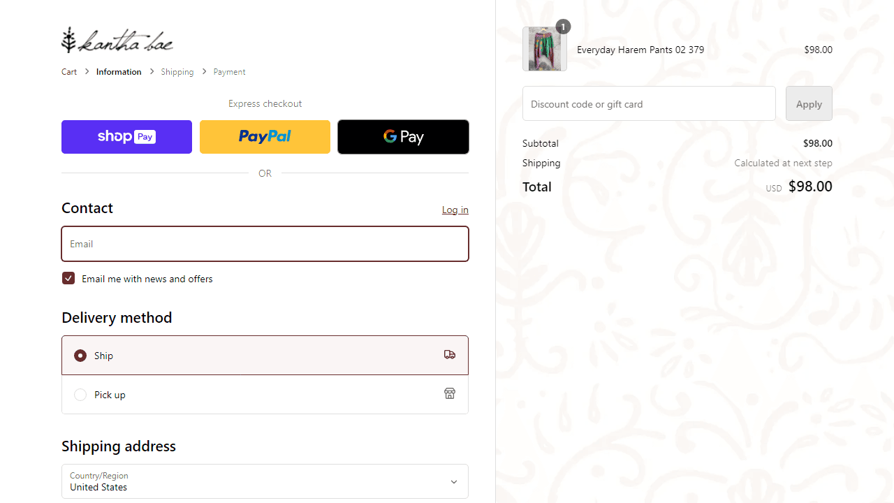How to apply Kantha Bae coupon code